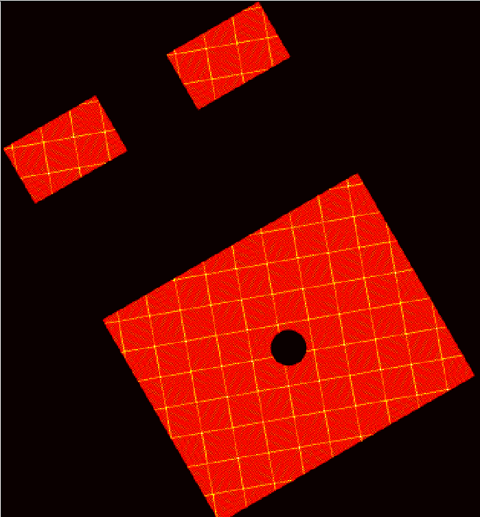 PySLM: A pseudo 'heatmap' or exposure Map showing the deposited energy for an island hatch region processed using SLM. 