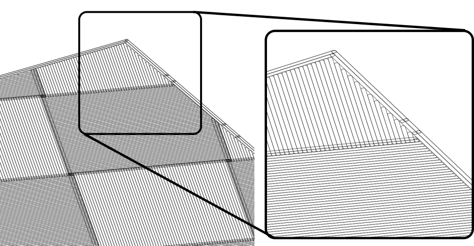 Geometrical overlap of scan vectors in SLM processed by PySLM